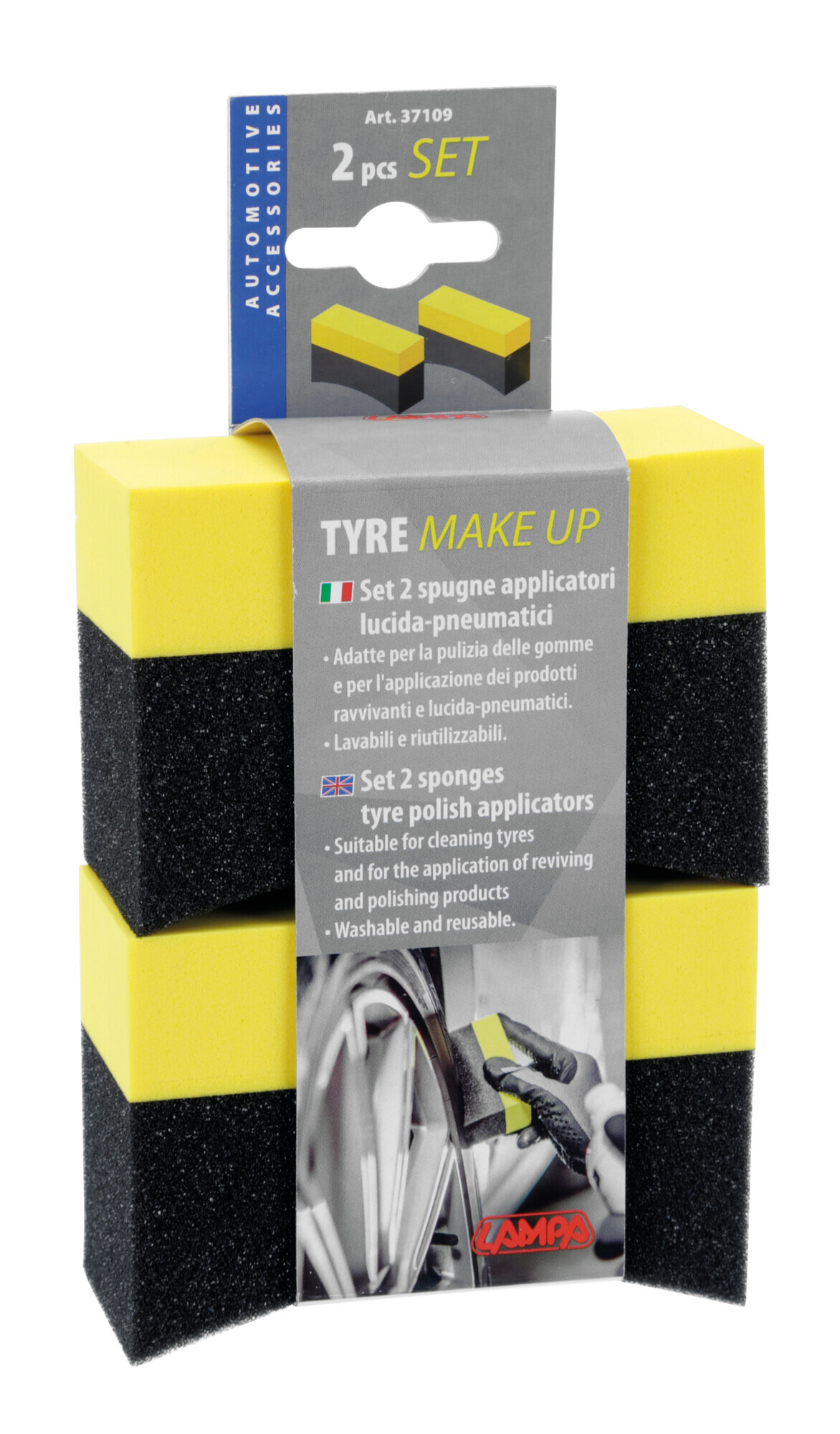 Tyre Make-Up, set 2 spugne applicatori lucida-pneumatici - immagine 2