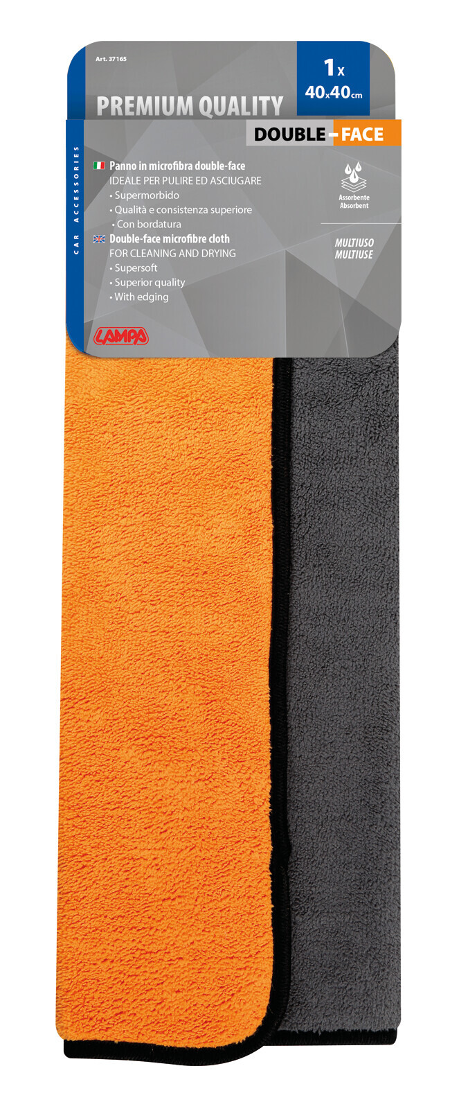 Premium Quality, panno in microfibra double-face - 40x40 cm - Grigio/Arancio - immagine 9