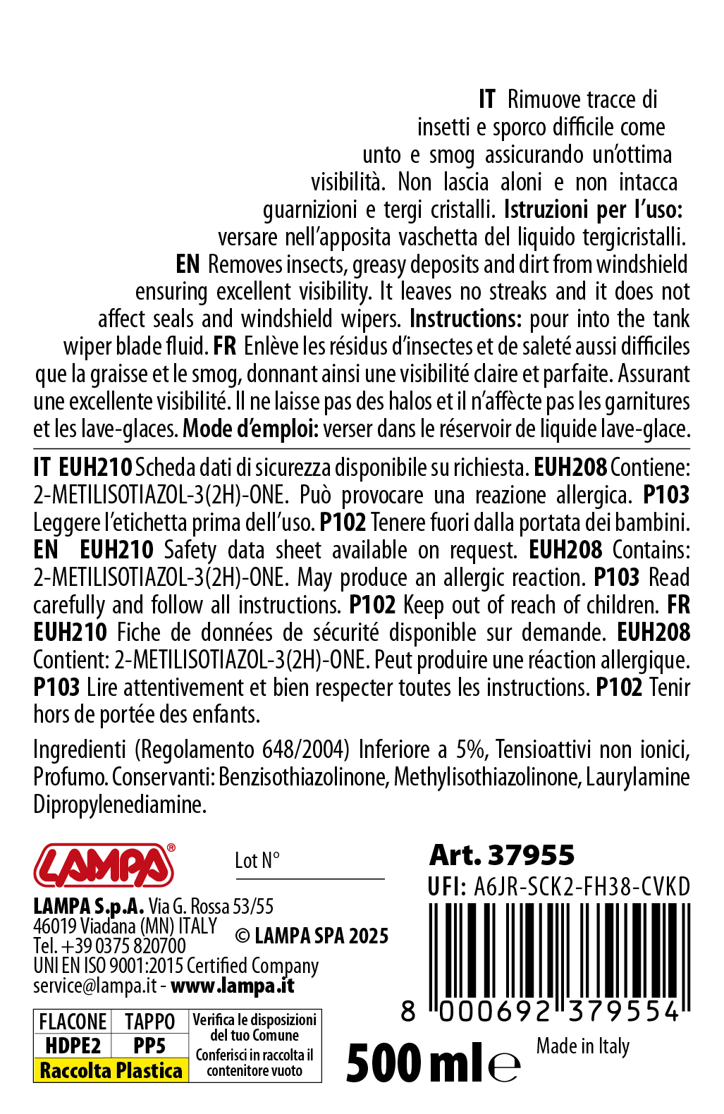 Liquido lavavetro estivo profumato, pronto all'uso - Lavanda - 500 ml - immagine 2