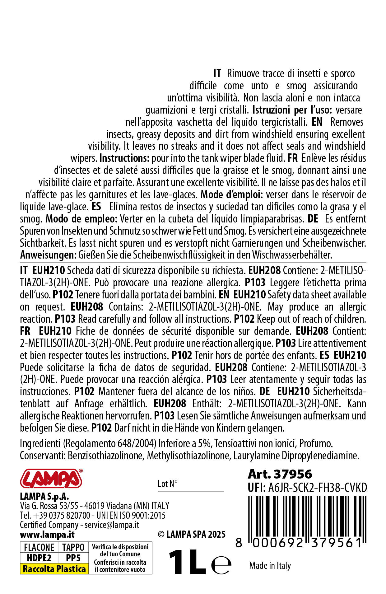 Liquido lavavetro estivo profumato, pronto all'uso - Lavanda - 1000 ml - immagine 2