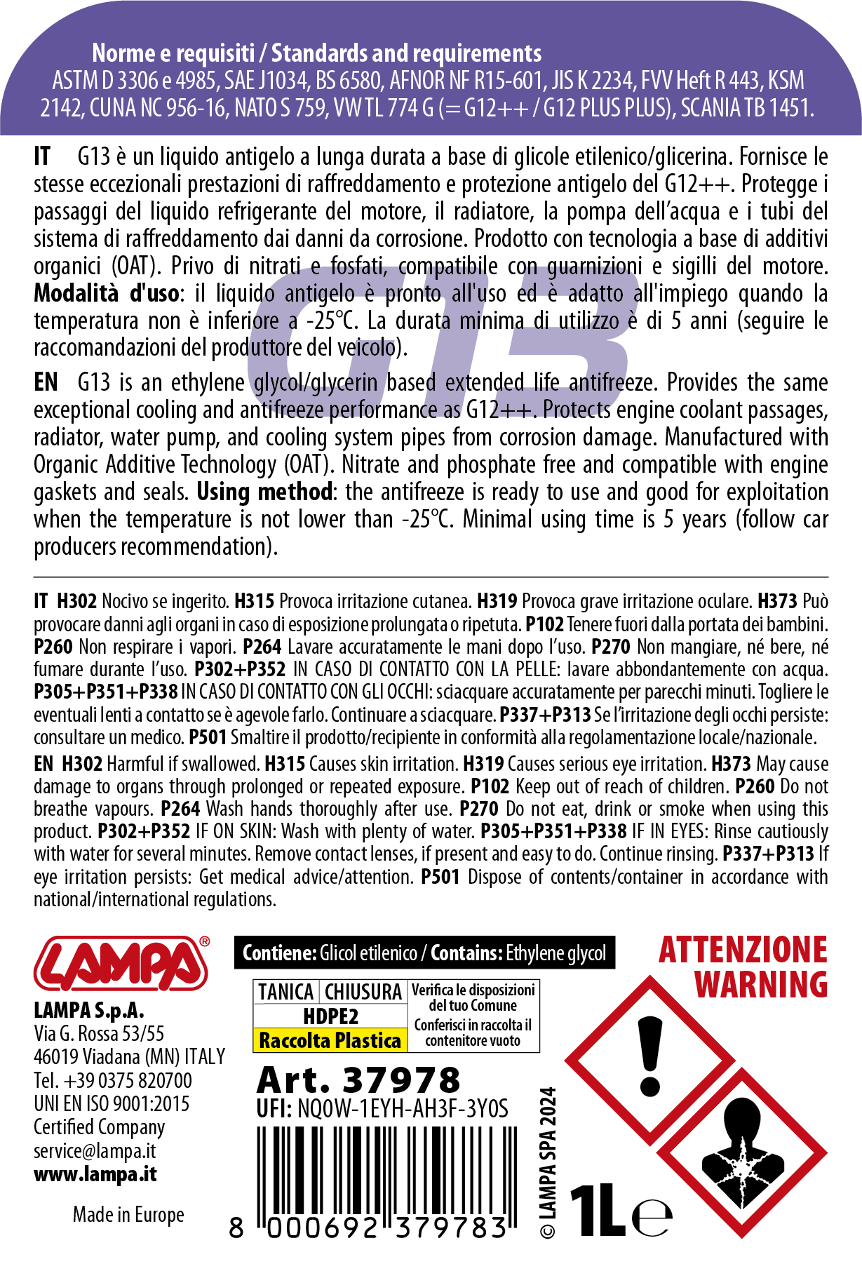 Premium Series Viola G13, liquido antigelo radiatore - (-25°C / +105°C) - 1 L - immagine 2