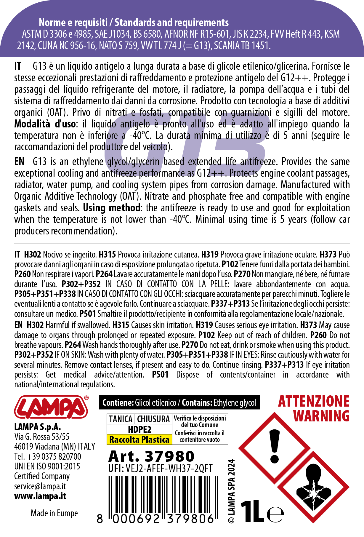 Premium Series Viola G13, liquido antigelo radiatore - (-40°C / +110°C) - 1 L - immagine 2