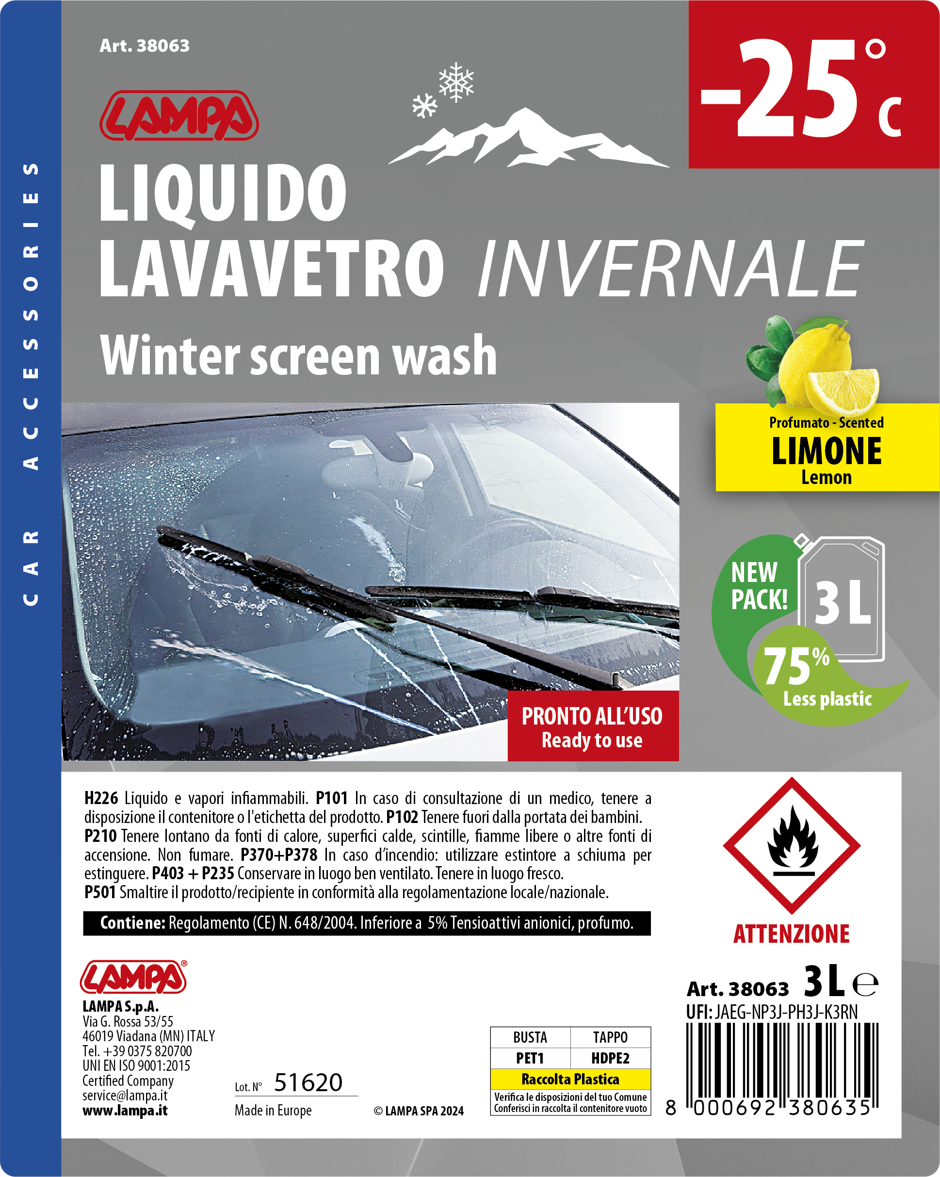 Liquido detergente cristalli, pronto all'uso (-25°C) - 3000 ml - Limone - immagine 3