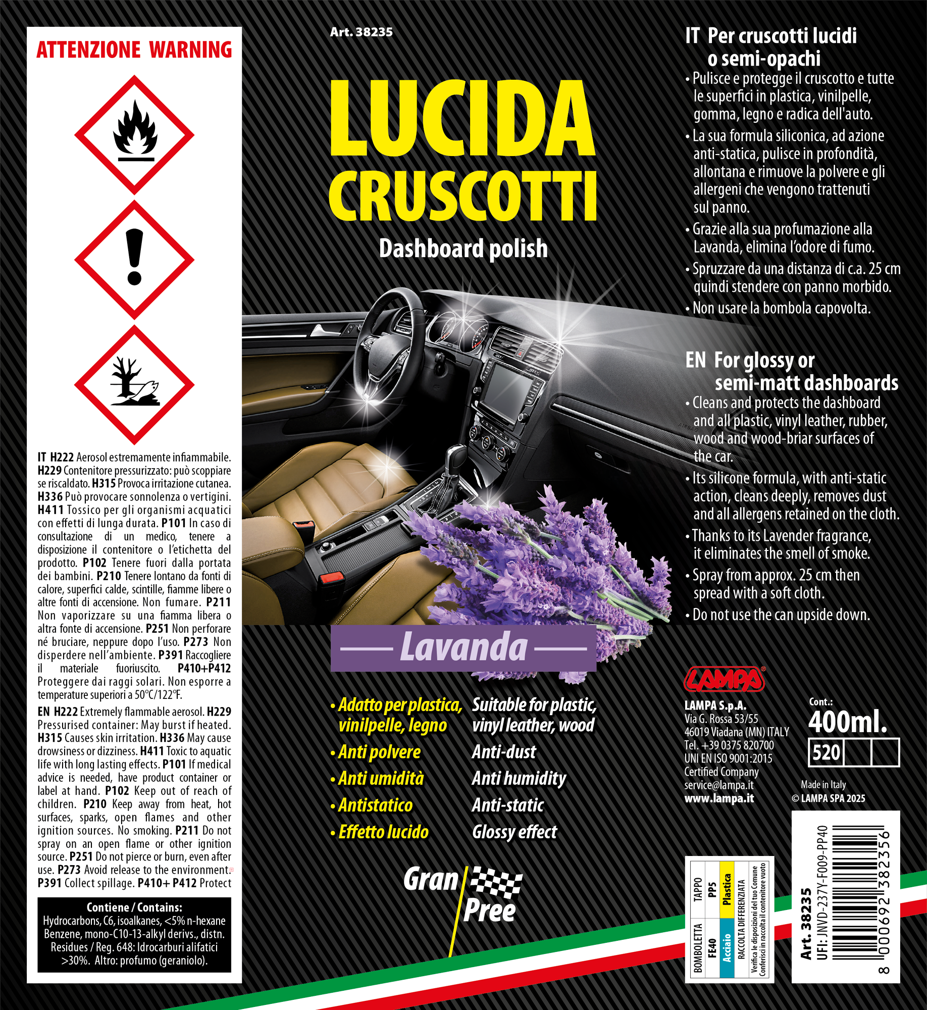 Gran Pree, lucida cruscotti - 400 ml - Lavanda - immagine 2