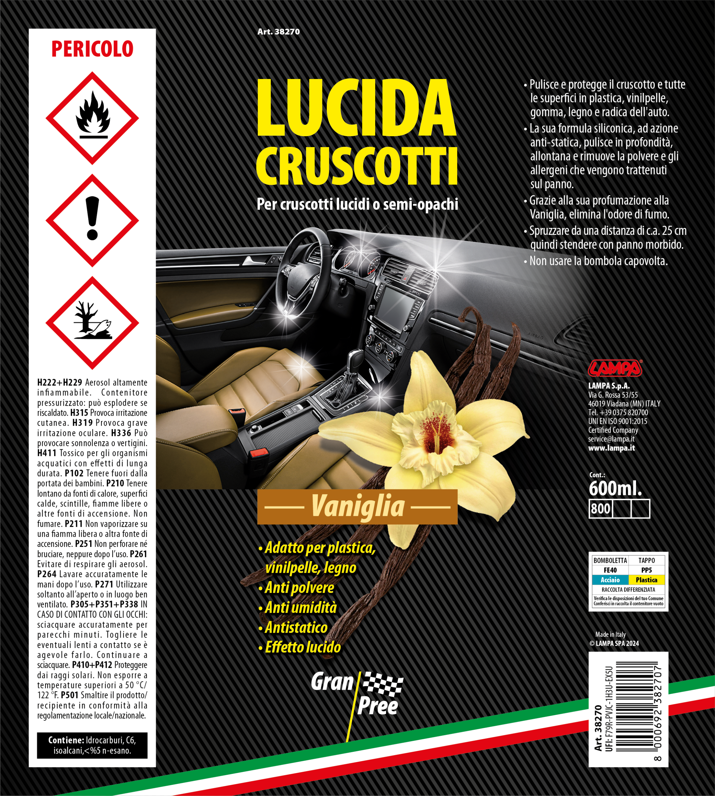 Gran Pree, lucida cruscotti - 600 ml - Vaniglia - immagine 3