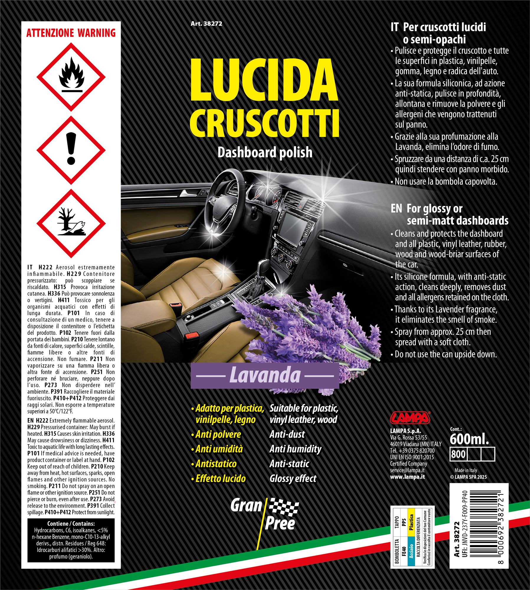 Gran Pree, lucida cruscotti - 600 ml - Lavanda - immagine 2