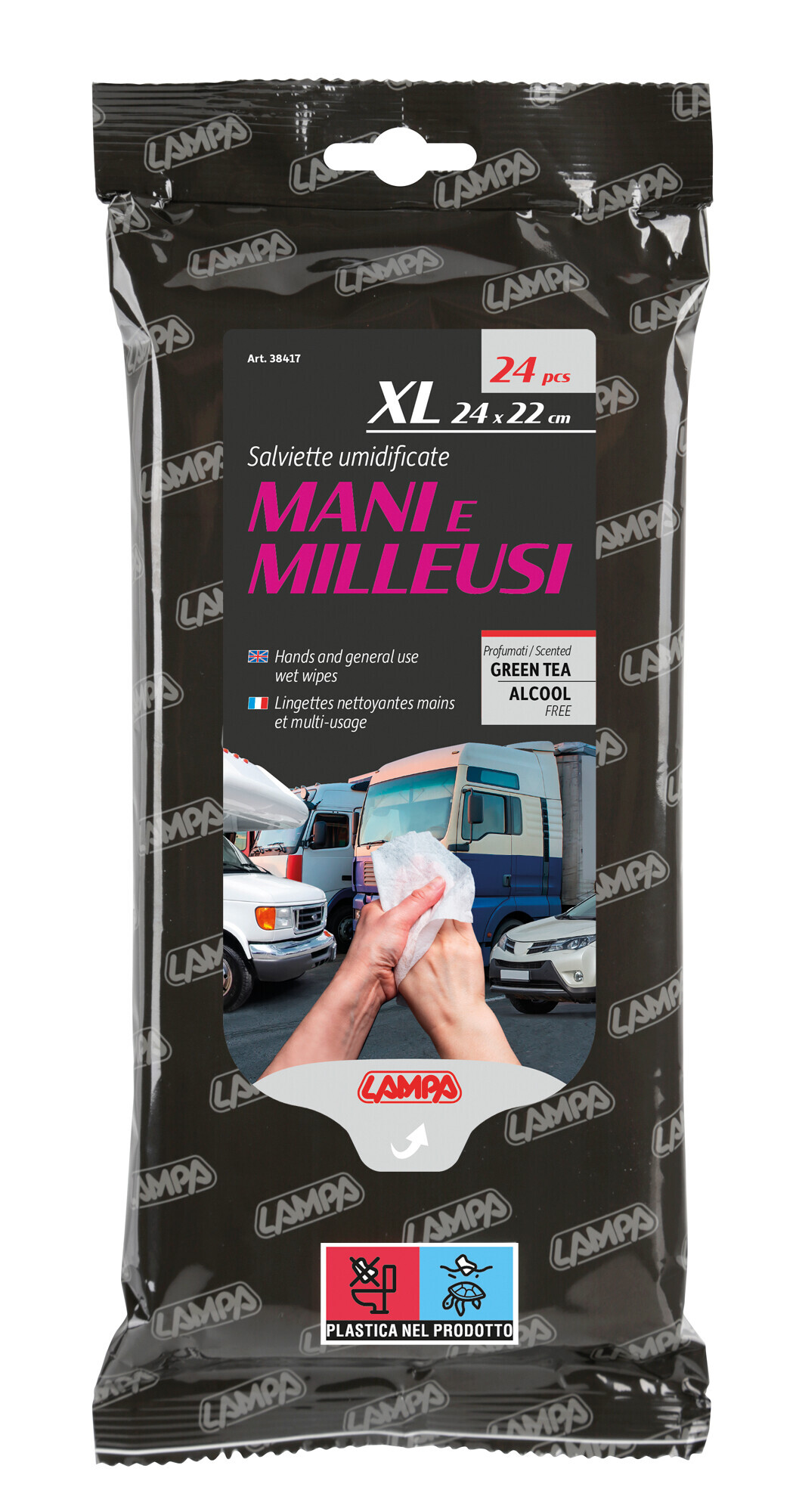 Salviette umidificate mani e milleusi - 24 pz - 24x22 cm - immagine 9