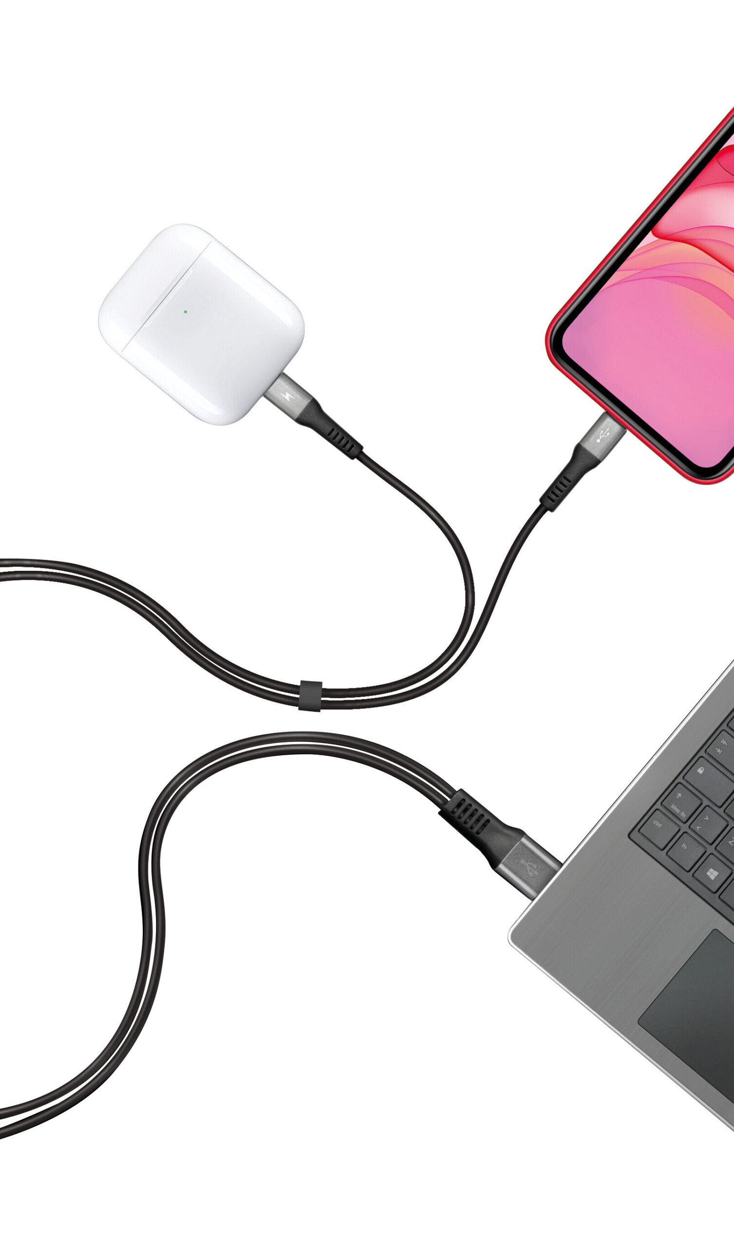 Cavo con doppio connettore, Usb > Apple 8 Pin - 100 cm - Nero - immagine 3