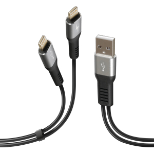 Cavo con doppio connettore, Usb > Apple 8 Pin - 100 cm - Nero