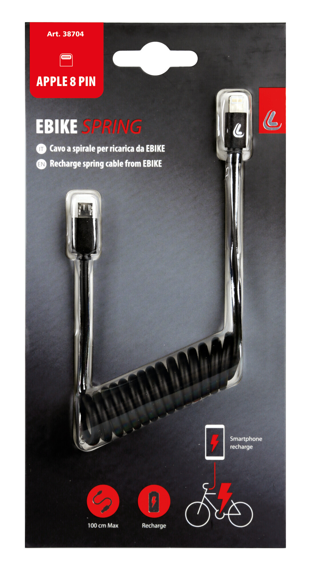 Cavo a spirale per Ebike, Micro Usb > Apple 8 Pin - immagine 4