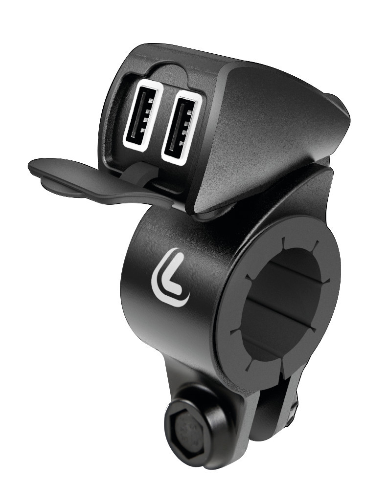 Usb-Fix Trek, doppio caricatore usb resistente all’acqua, fissaggio a manubrio - Ultra Fast Charge - 5400 mA - 12/24V