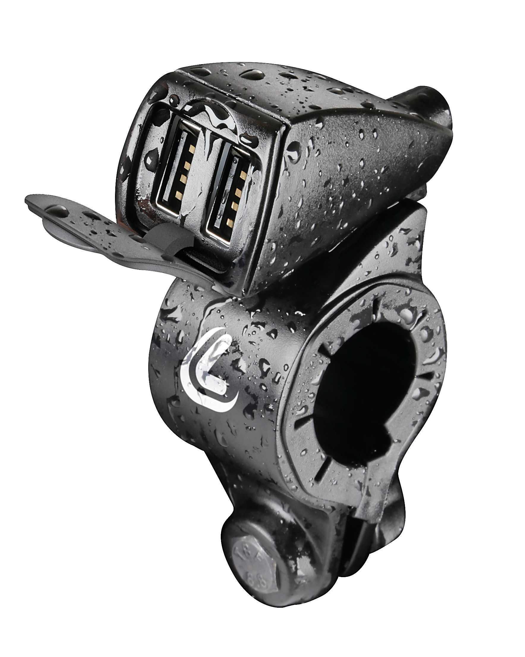 Usb-Fix Trek, doppio caricatore usb resistente all’acqua, fissaggio a manubrio - Ultra Fast Charge - 5400 mA - 12/24V - immagine 2