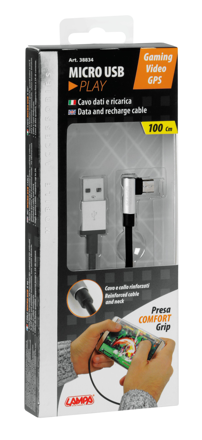 Cavo 90° Usb > Micro Usb - 100 cm - Nero - immagine 8