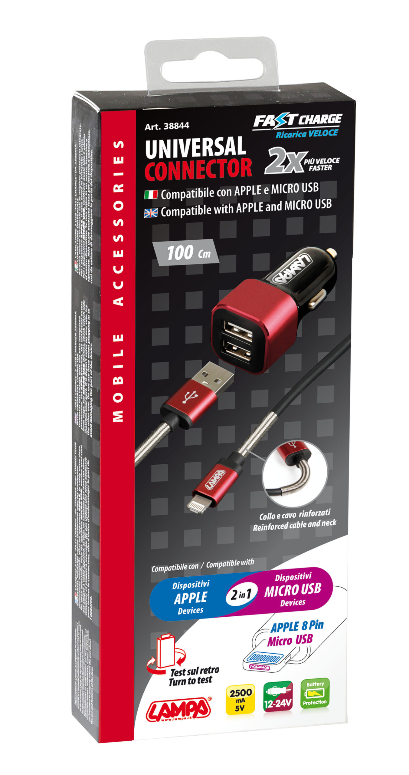 Kit 2 in 1 Universal (Apple 8 pin / Micro Usb) - Fast Charge - 12/24V - immagine 4