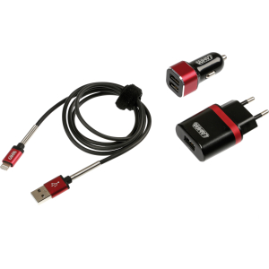 Kit 3 in 1 Universal (Apple 8 pin / Micro Usb) - Fast Charge - 12/24V + 230V