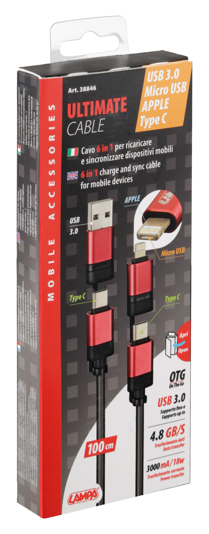 Cavo Ultimate 6 in 1 - 100 cm - Nero - immagine 8