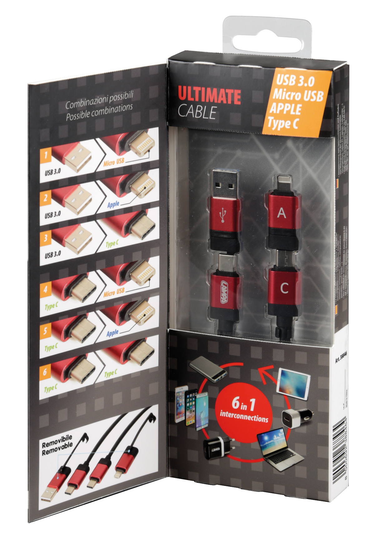 Cavo Ultimate 6 in 1 - 100 cm - Nero - immagine 10