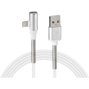 Cavo 90° Usb > Apple 8 Pin + adattatore auricolari - 100 cm - Bianco