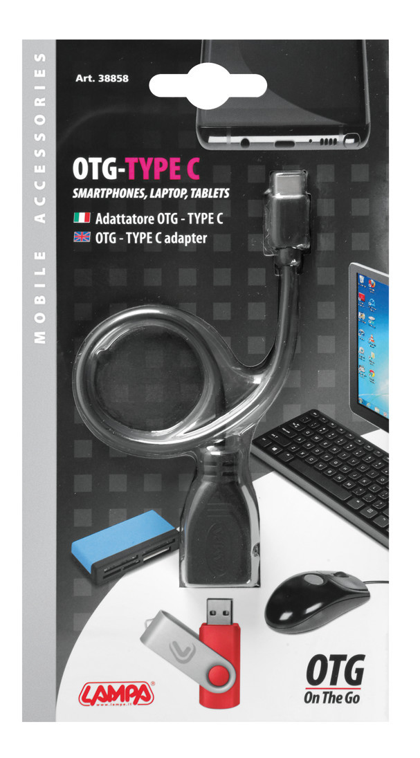 Cavo OTG Usb > Usb Type-C - 20 cm - Nero - immagine 3