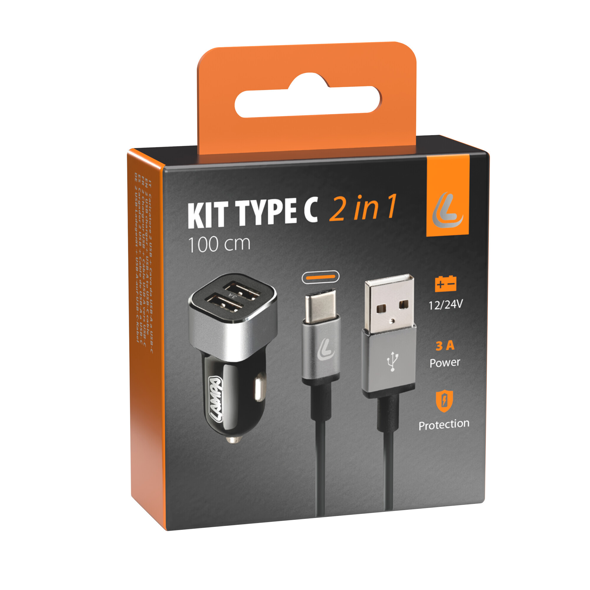Kit 2 in 1 Usb Type-C - Fast Charge - 12/24V - immagine 4