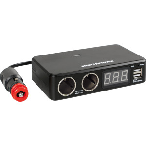Multi-Power, 2 prese accendisigari + 2 USB e voltmetro, 12/24/36V