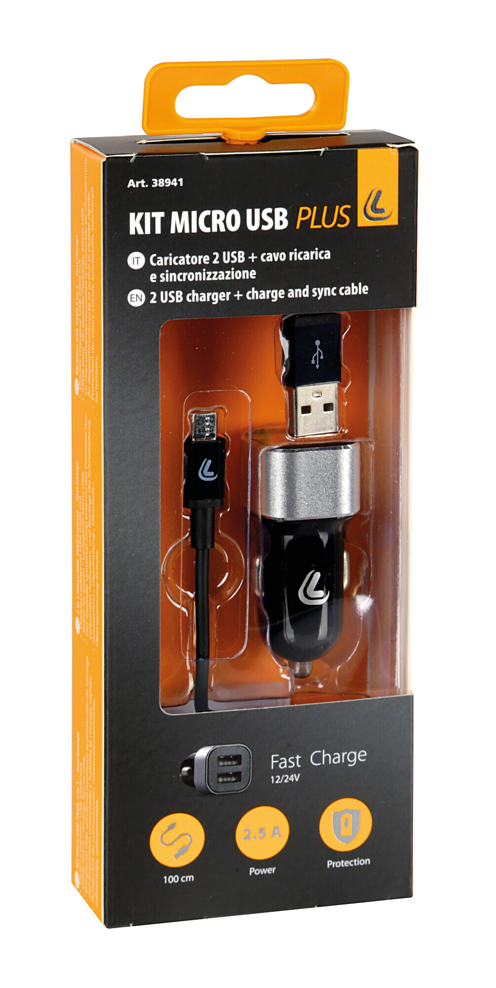 Kit 2 in 1 Micro Usb - Fast Charge - 12/24V - immagine 2