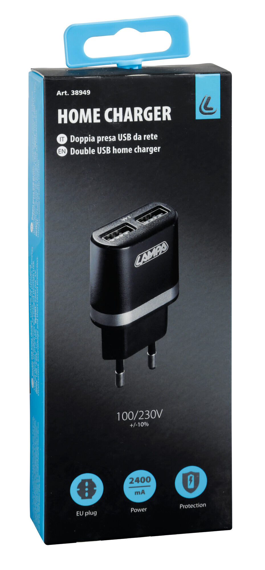 Caricabatteria da rete con 2 porte Usb - 2400 mA - 100/230V - immagine 4