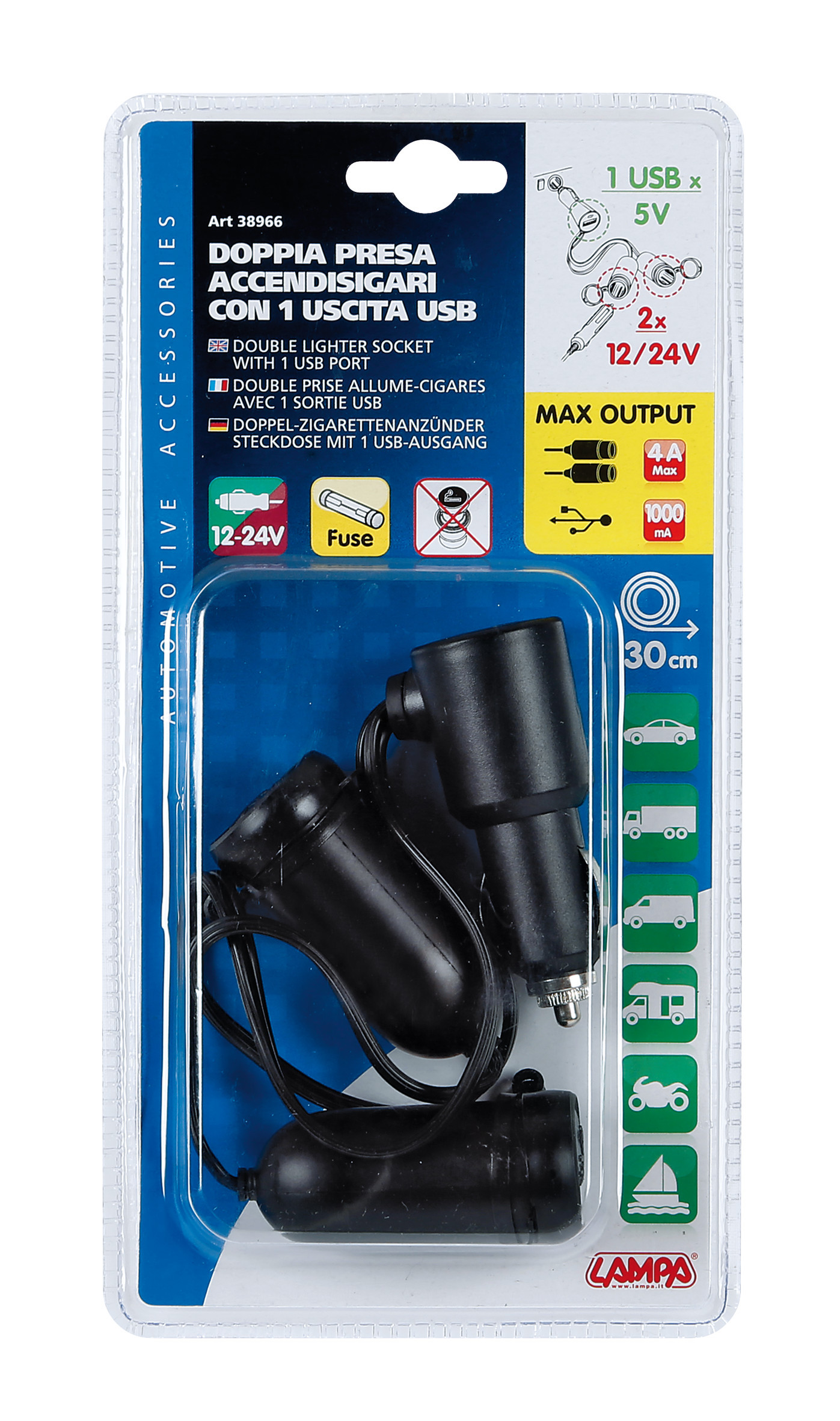 Presa corrente doppia con USB - 12/24V - immagine 4