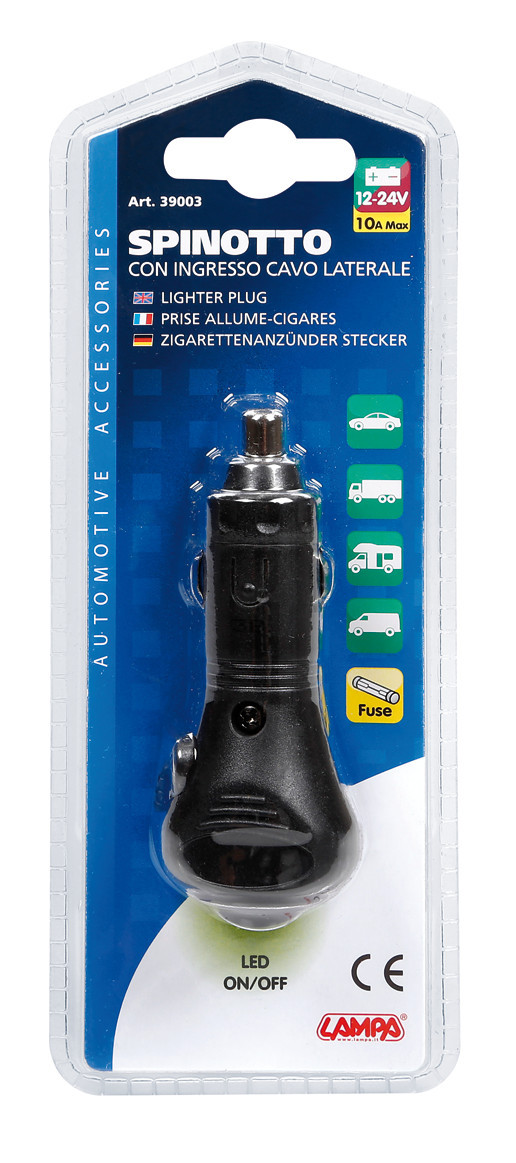 Spinotto per presa accendisigari con ingresso cavo laterale, 12/24V - immagine 4