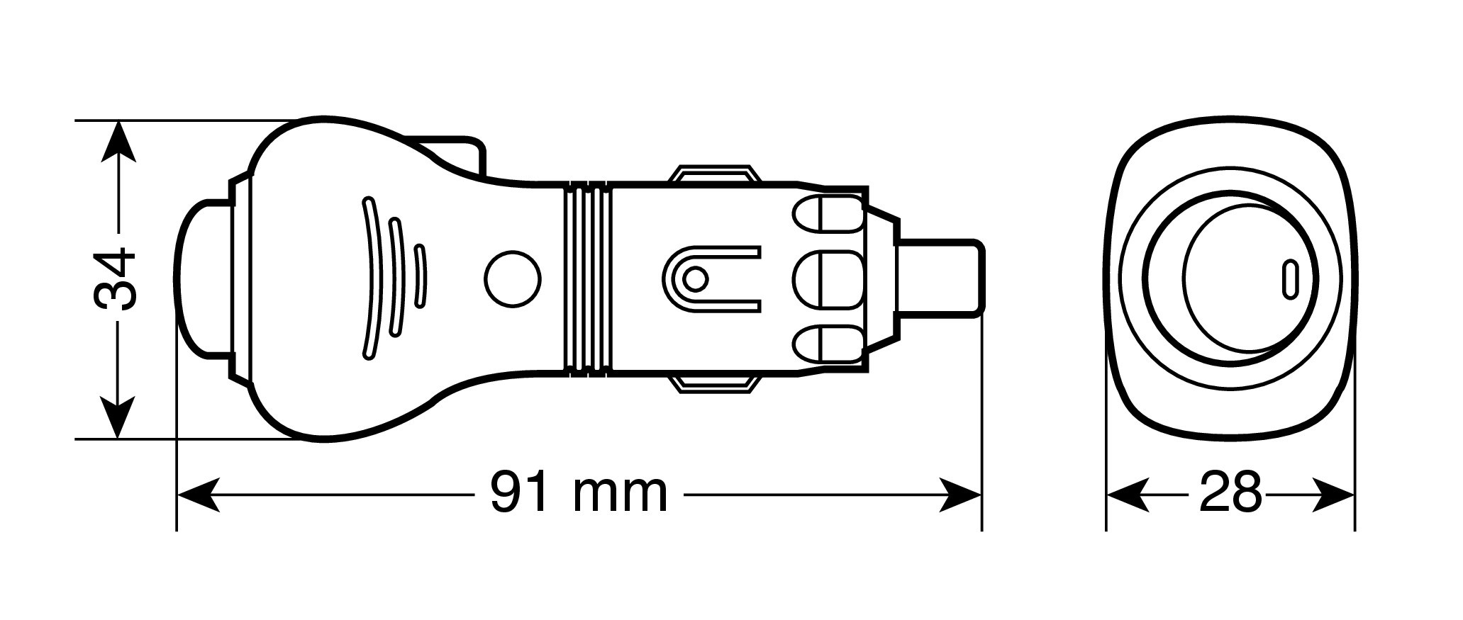 Spinotto per presa accendisigari con ingresso cavo laterale, 12/24V - immagine 3