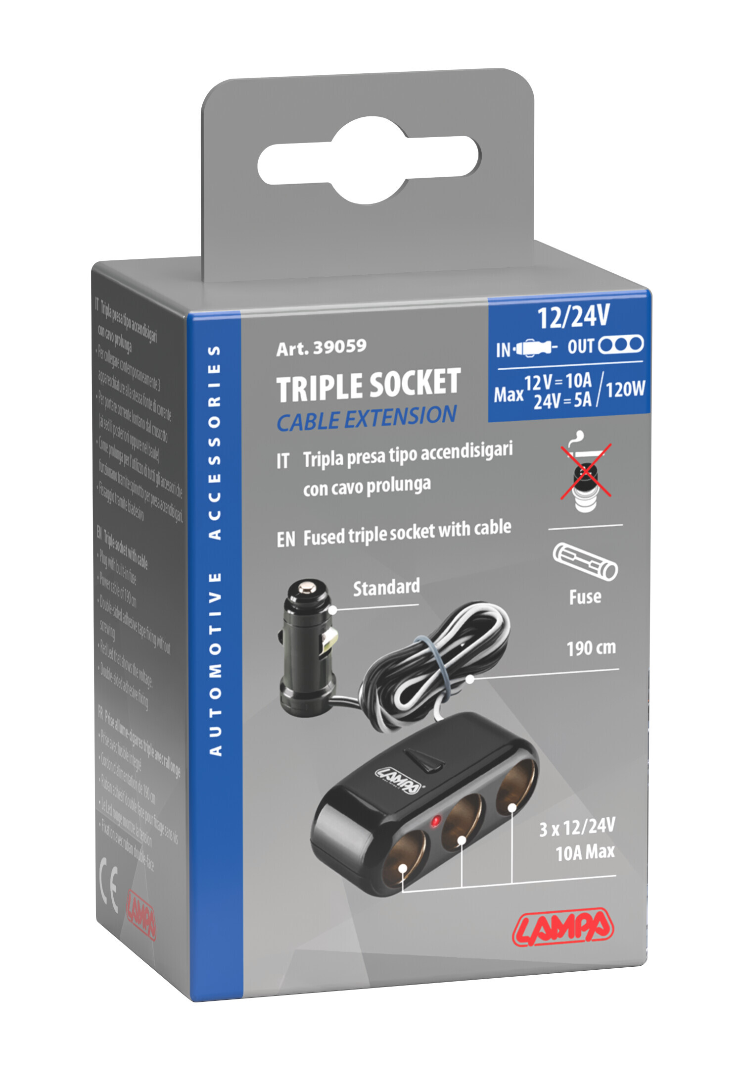 Presa corrente tripla con prolunga 12/24V - immagine 3