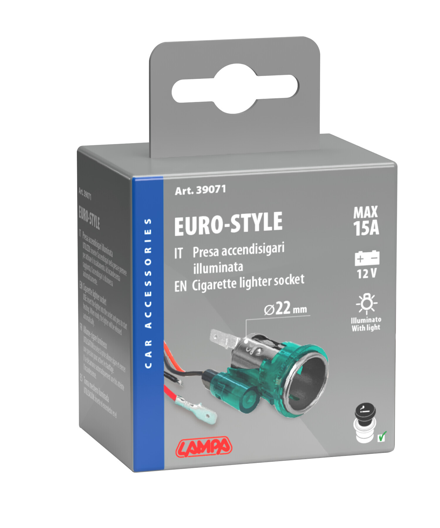 Euro-Style, presa accendisigari illuminata 12V - immagine 2