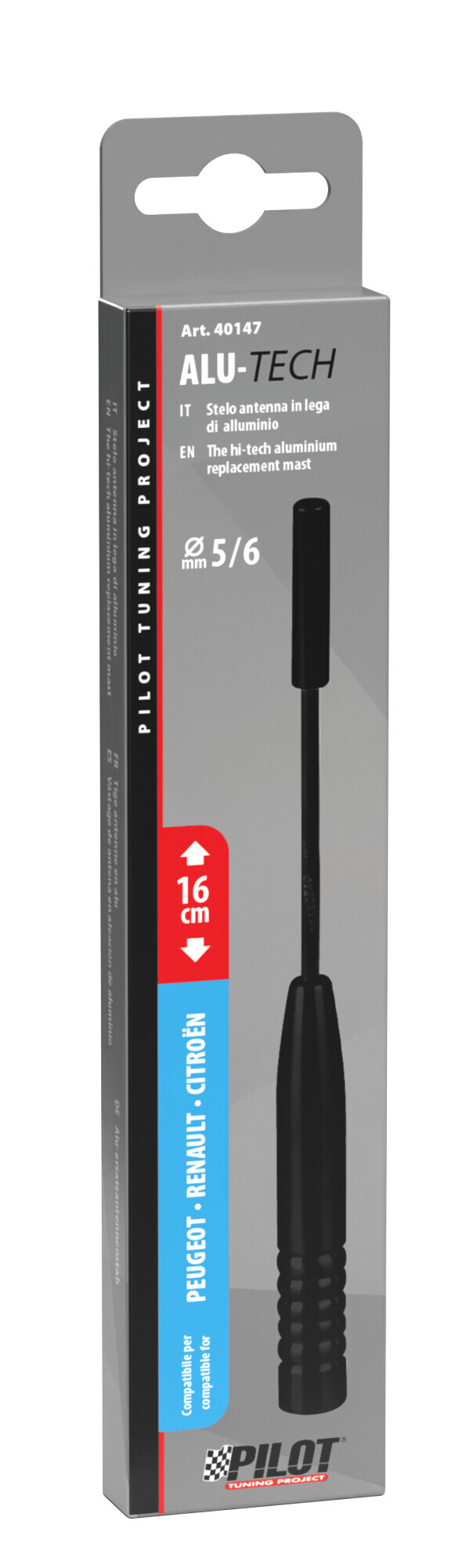 Alu-Tech, stelo antenna - Ø 6 mm - Nero - immagine 2