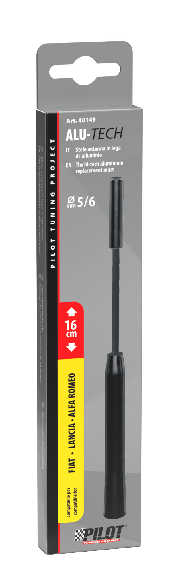 Alu-Tech, stelo antenna - Ø 6 mm - Nero - immagine 2