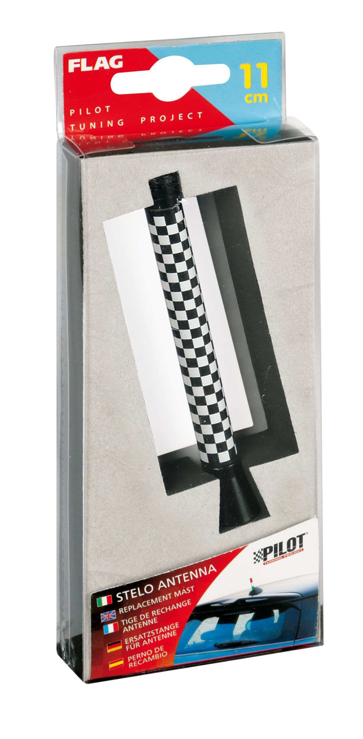 Flag, stelo antenna - 11 cm - Chequered - immagine 2