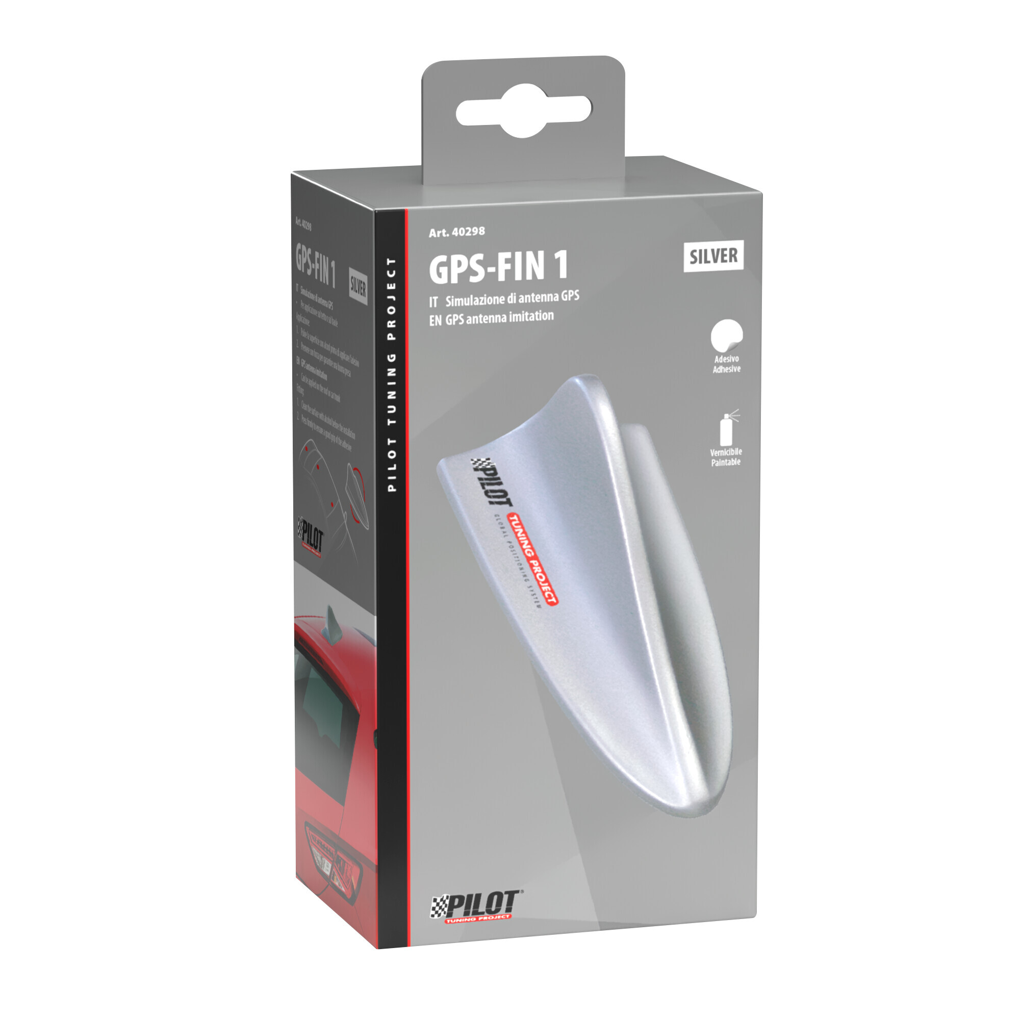 Gps-Fin Spoiler, simulazione di antenna satellitare - Argento - immagine 2