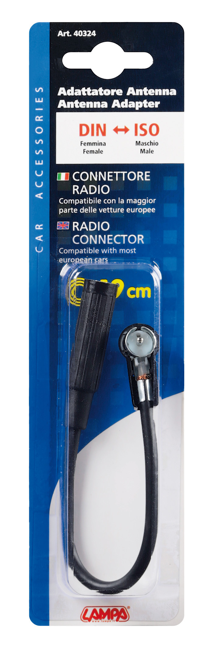 Adattatore antenna DIN femmina>ISO maschio - 19 cm - immagine 2