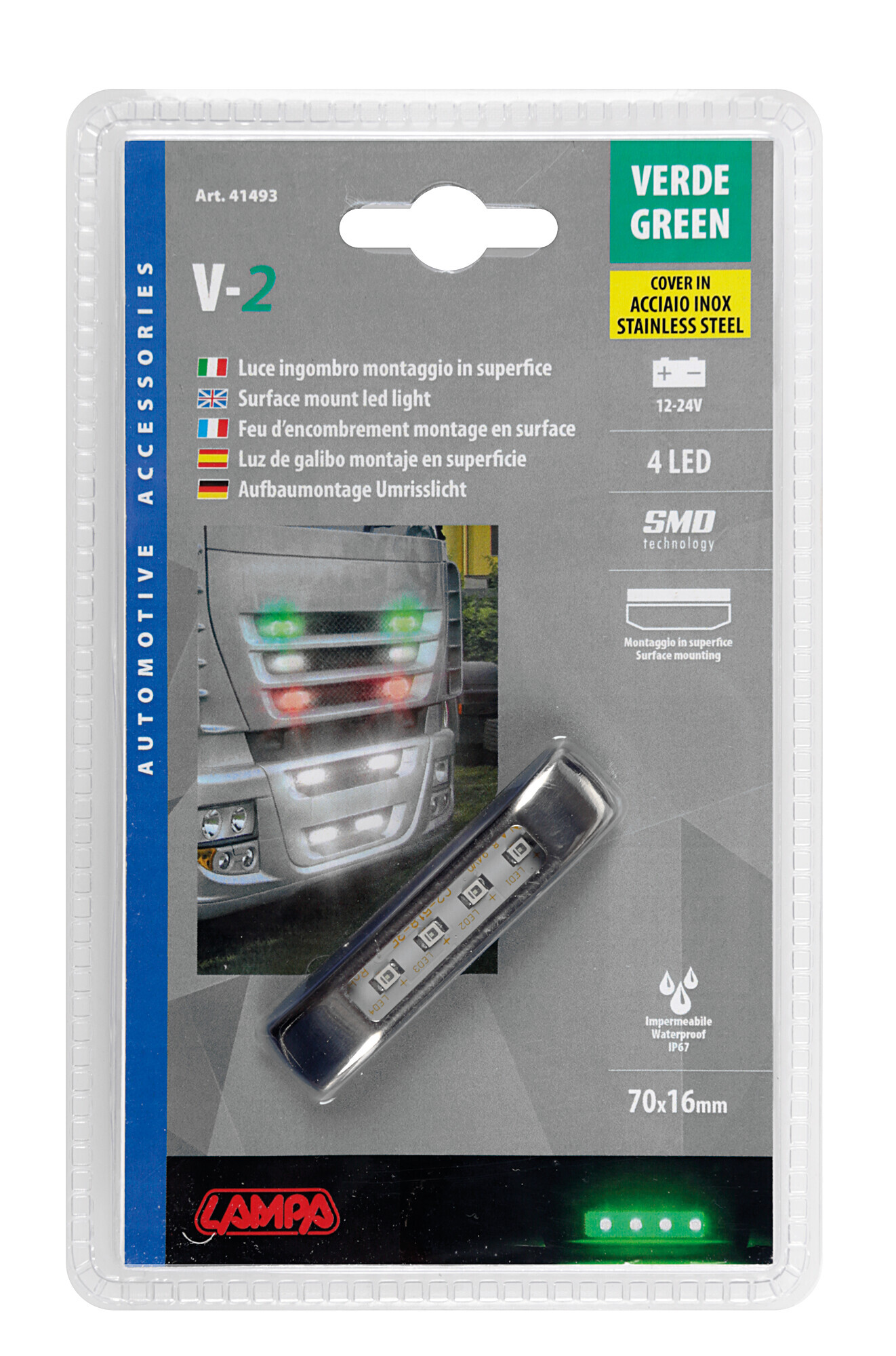 Luce decorativa - 4 Led - 12/24V - Verde - immagine 4