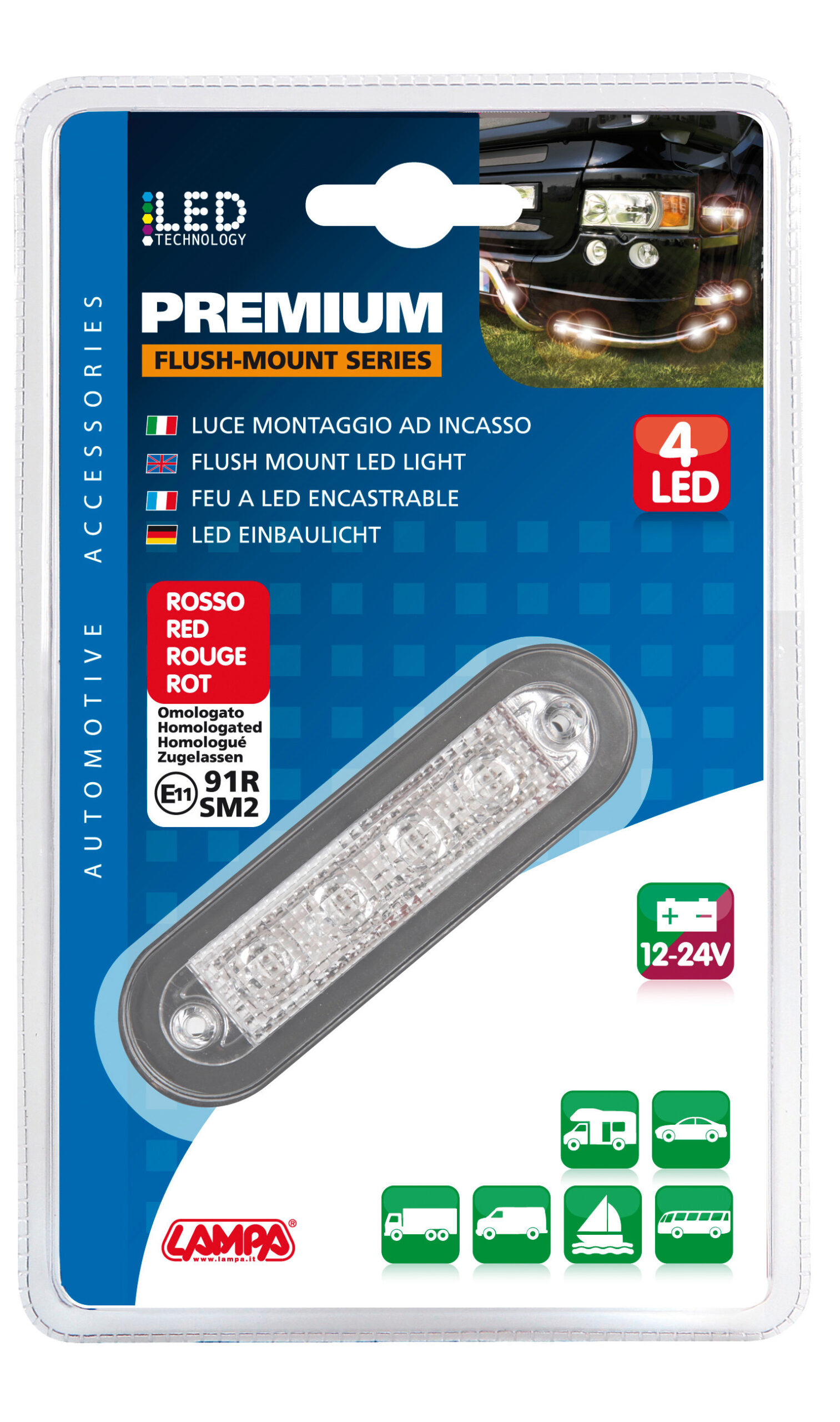 Luce ingombro - 4 Led - 12/24V - Bianco - immagine 5
