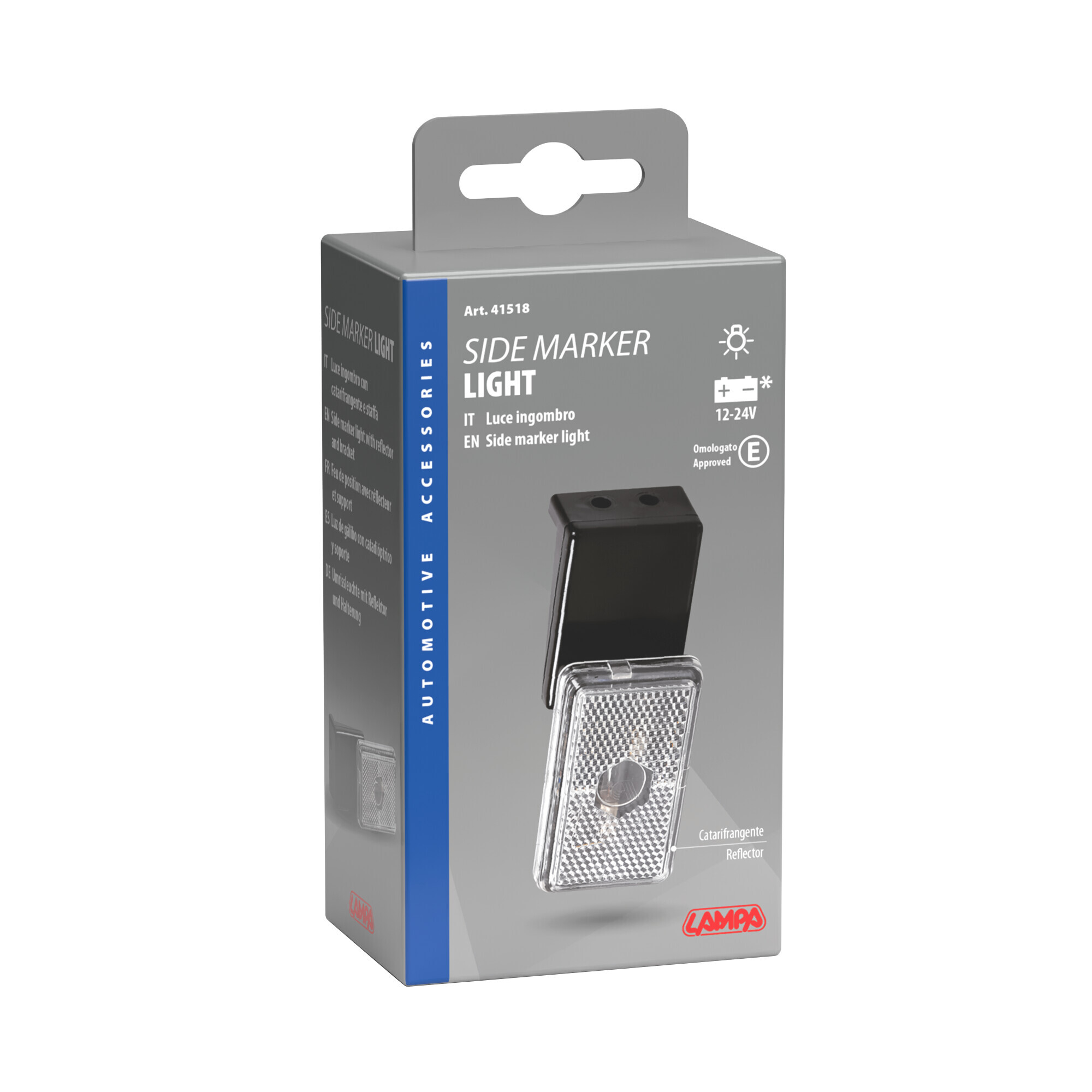 Luce ingombro con catarifrangente e staffa - 12/24V - Bianco - immagine 4