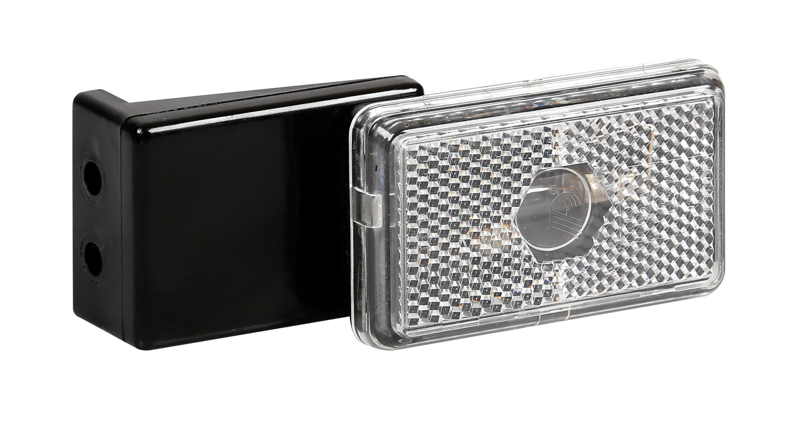 Luce ingombro con catarifrangente e staffa - 12/24V - Bianco