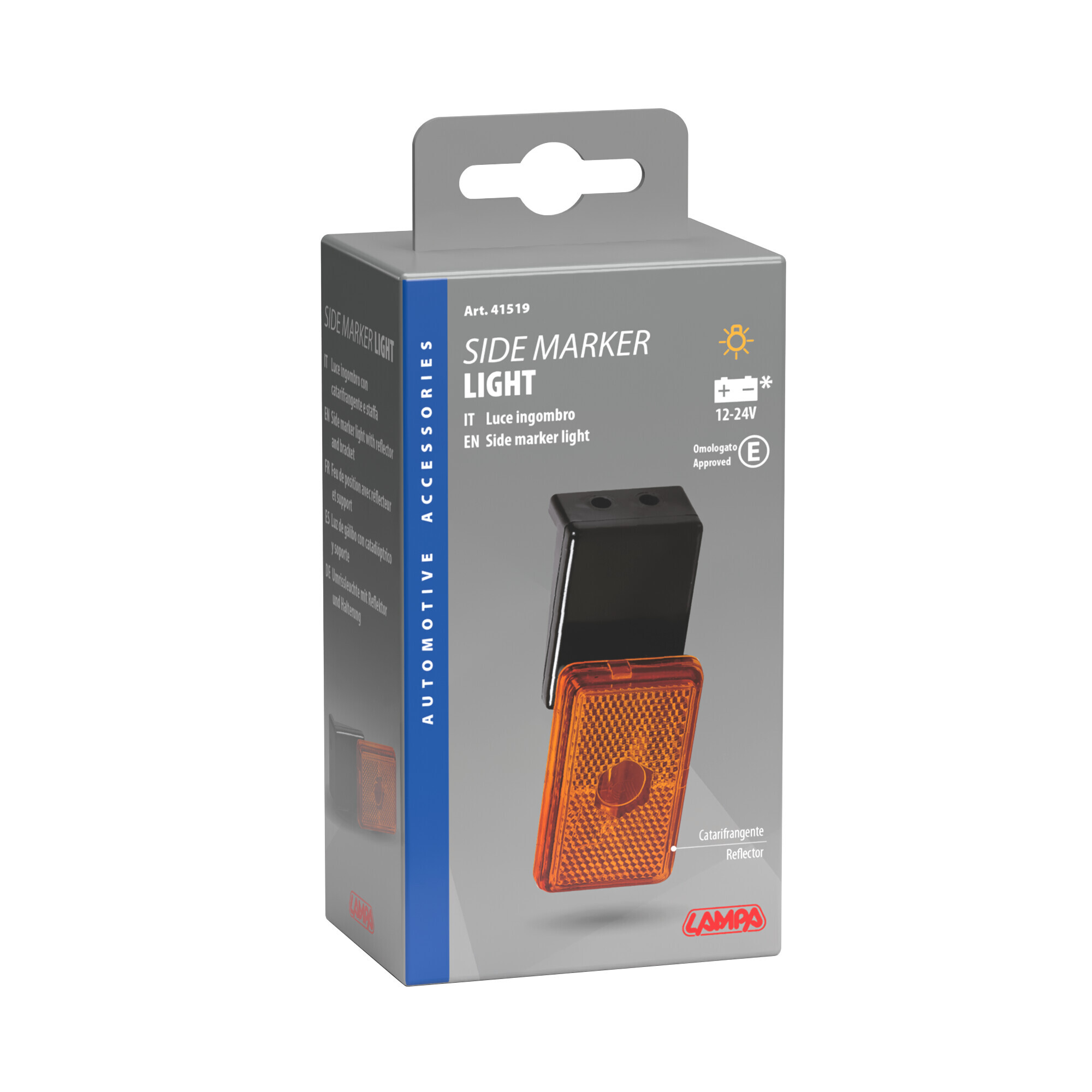 Luce ingombro con catarifrangente e staffa - 12/24V - Arancio - immagine 3