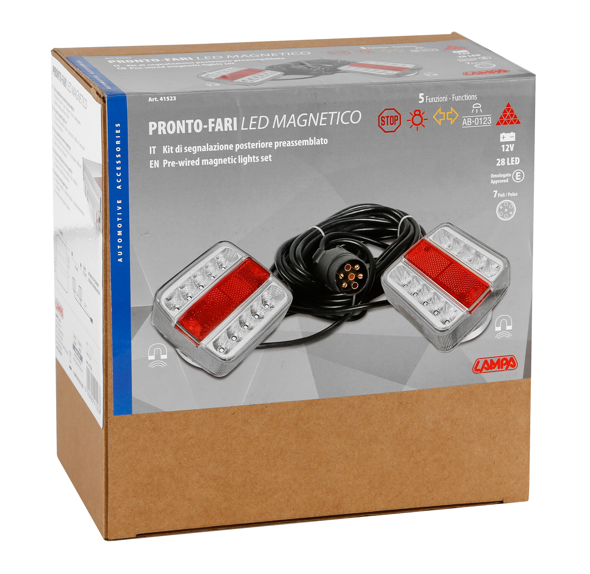 Pronto-Fari, kit di segnalazione Led posteriore magnetico preassemblato, 12V - immagine 8