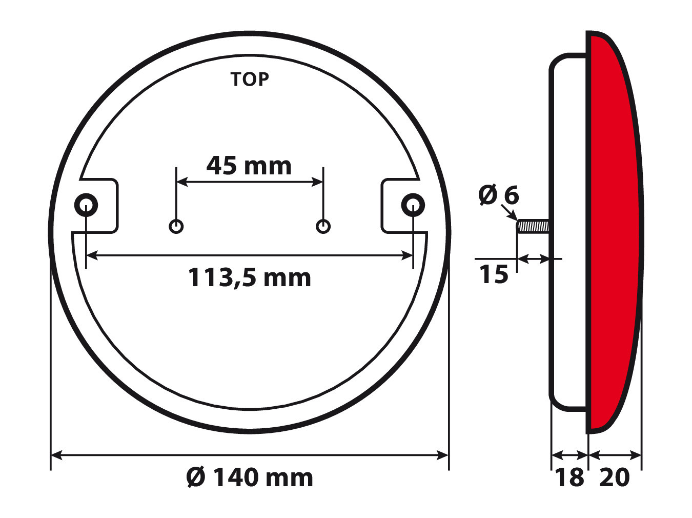 Fanale rotondo posteriore Led 3 funzioni, 12/24V - immagine 6