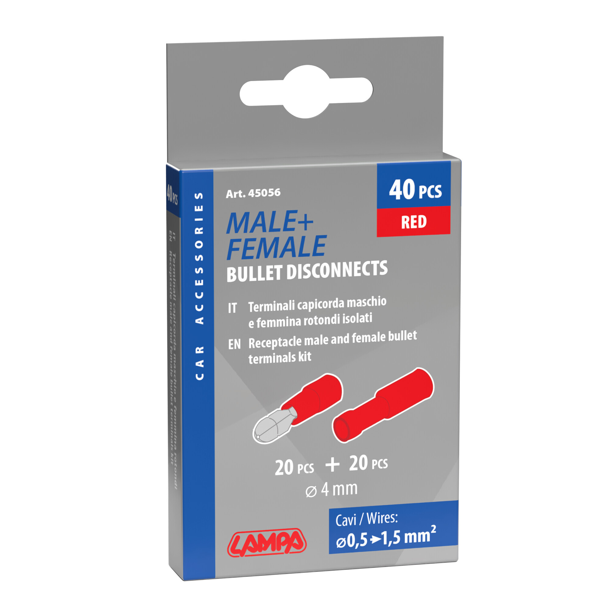 Kit 40 terminali-capicorda rotondi - Rosso - immagine 3