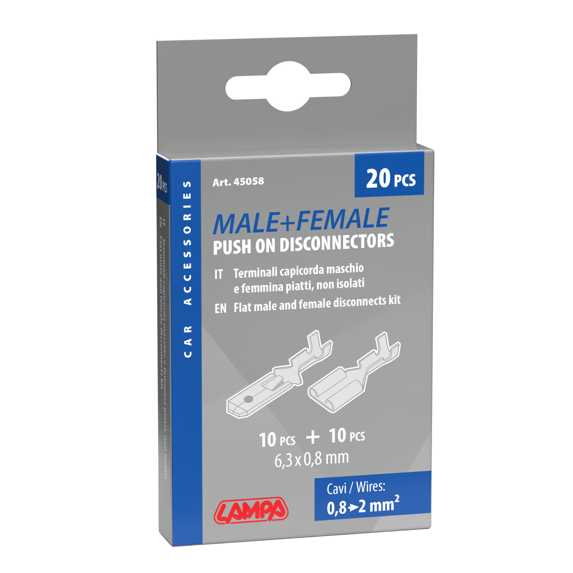 Kit 20 terminali-capicorda piatti non isolati - immagine 3