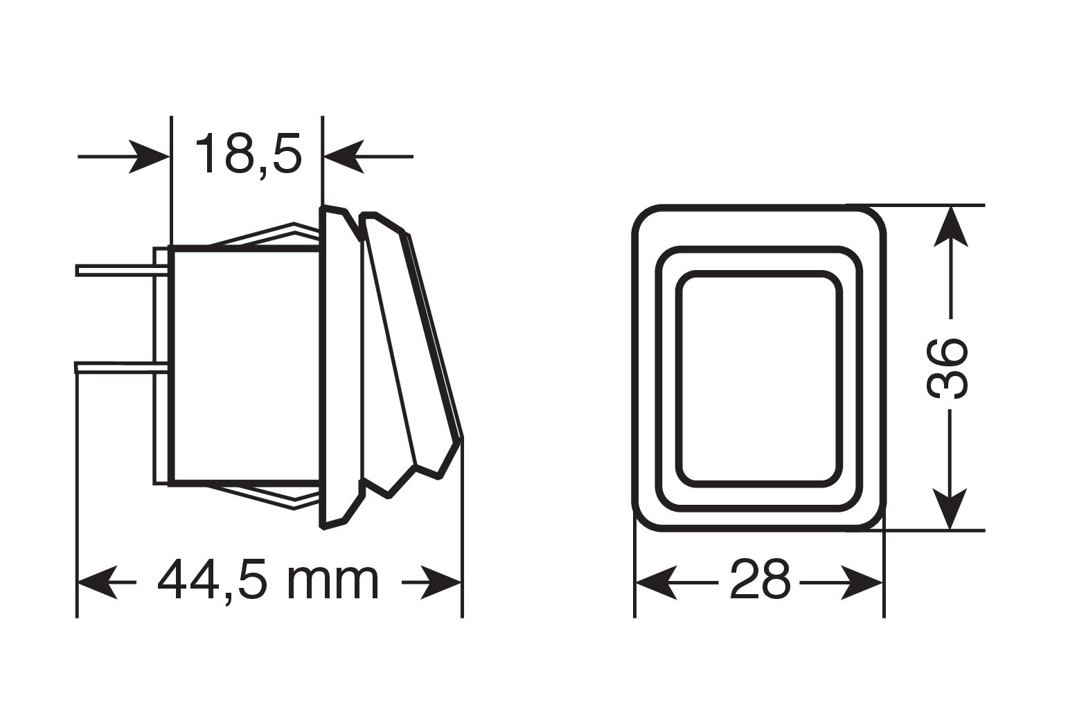 Interruttore impermeabile con spia a Led - 12/24V - Rosso - immagine 2