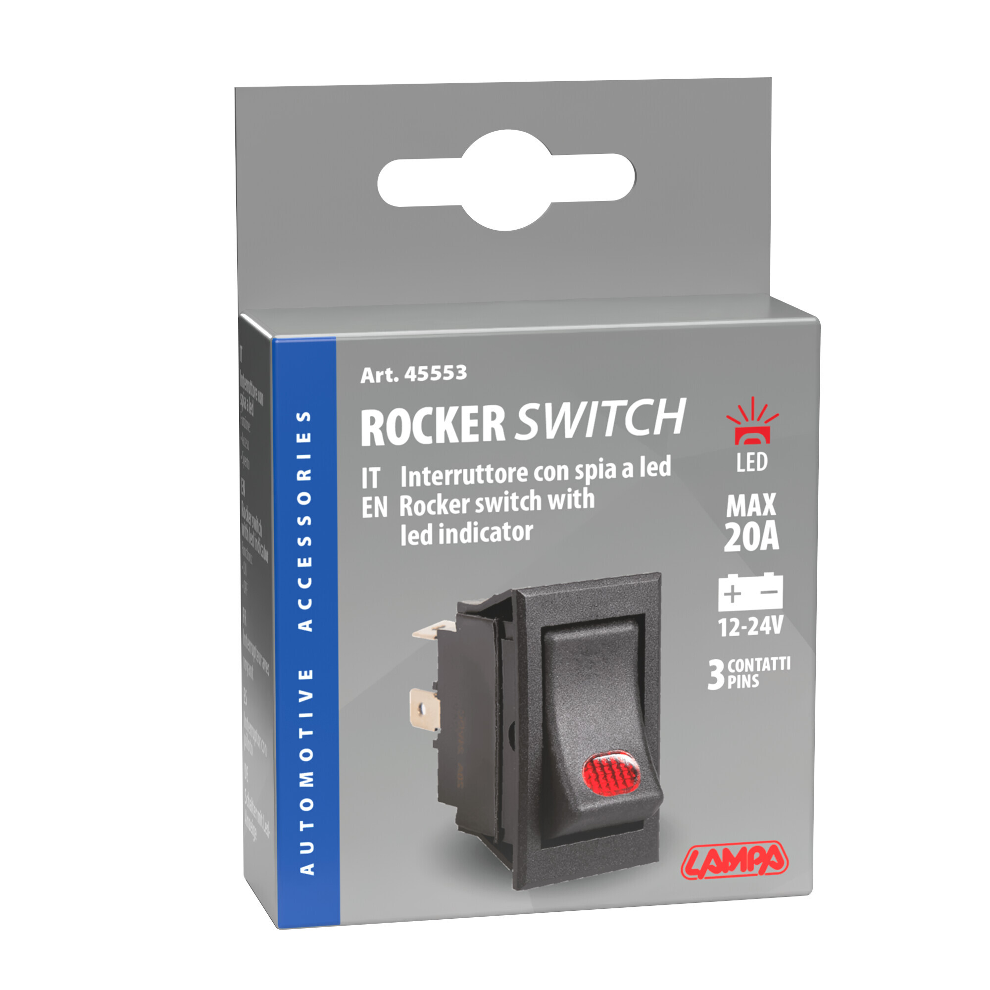 Interruttore con spia a Led - 12/24V - 20A - immagine 3