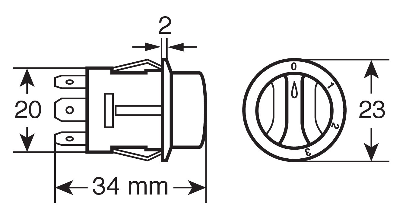 Interruttore a rotazione - 12/24V - 10A - immagine 3