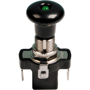 Interruttore tira-spingi con spia a Led - 12/24V - Verde - 10A
